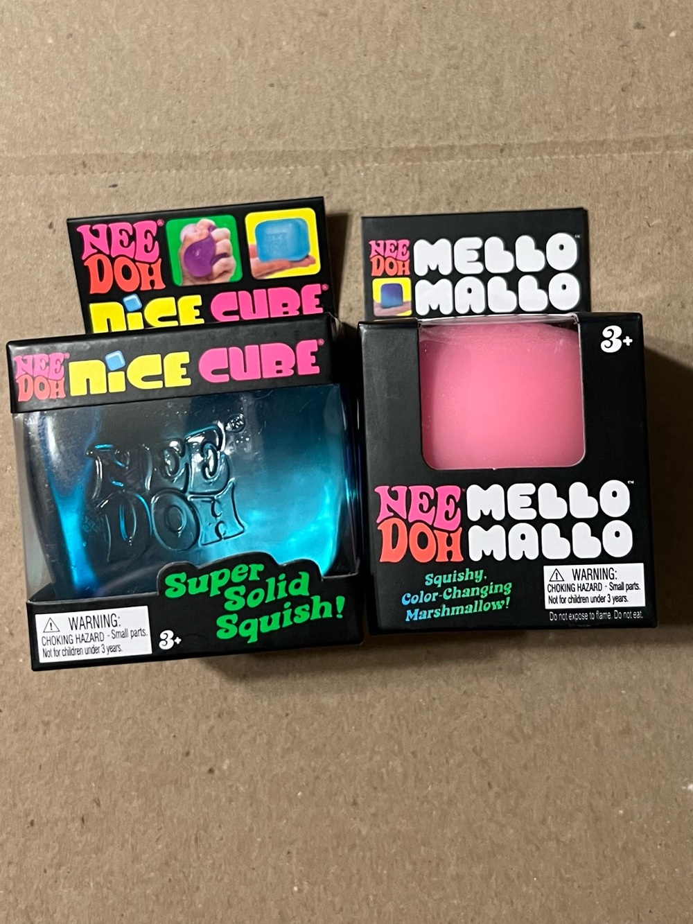 Schylling NeeDoh Fidget Set - Nice Cube Blue & Mello Mallo Pink NIB